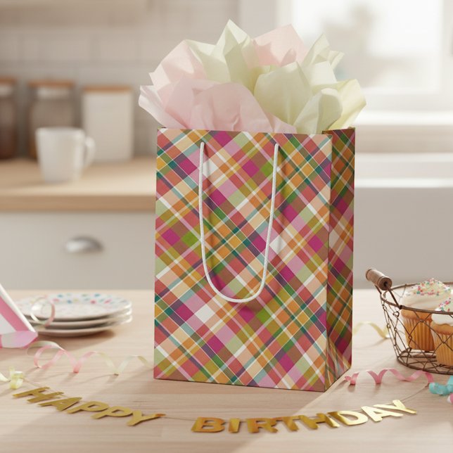 Shabby chic Rosa Orange Grönt White Gingham (Skapare uppladdad)