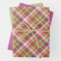 Shabby Chic Rosa Orange Teal Grön Vit Gingham