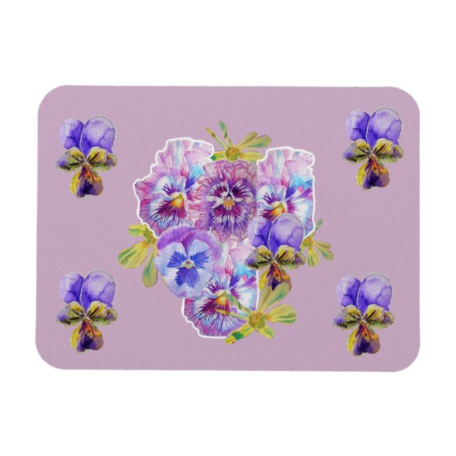 Shabby Chic Rosa Pansy Blommig Syrlilja konst Magn Magnet (Horisontell)