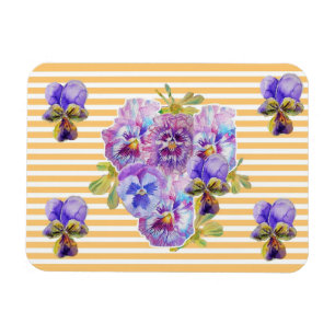Shabby chic Rosa Pansy Blommigt Gult Rand Magnet