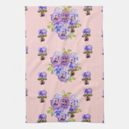 Shabby chic Rosa Pansy Blommigt Kitchen Tea Towel Kökshandduk