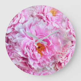 Shabby chic Rosa Pastel Rosa Peonies Stor Klocka