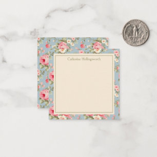 Shabby Chic Rosa Peony Blommig Personlig Anteckningskort