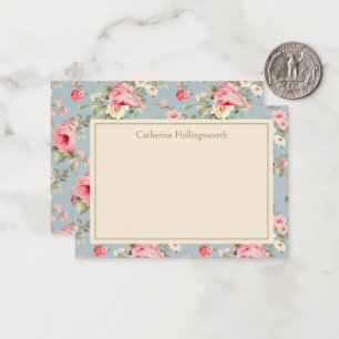 Shabby Chic Rosa Peony Blommig Personlig Anteckningskort