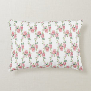 Shabby Chic Rosa Ros Blommig Prydnadskudde