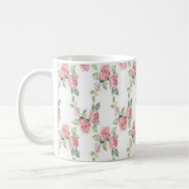 Shabby chic Rosa ros Blommigt Kaffemugg