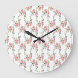 Shabby chic Rosa ros Blommigt Stor Klocka