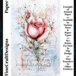 Shabby Chic Rosa Ros & Hjärtan CJ8 Scrapbookpapper