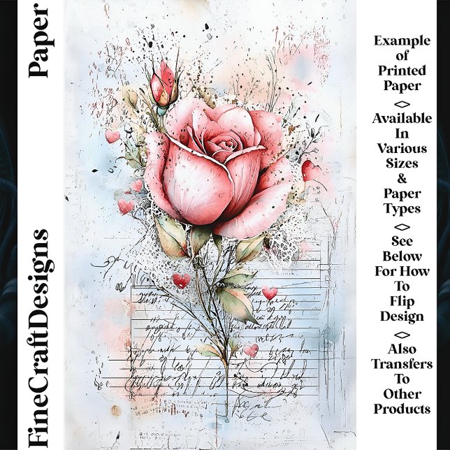 Shabby Chic Rosa Ros & Hjärtan CJ8 Scrapbookpapper (Skapare uppladdad)