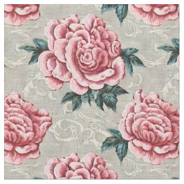 Shabby chic Rosa ros mot neutralt Tyg