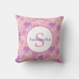 Shabby chic Rosa ros Personlig Monogram Kudde