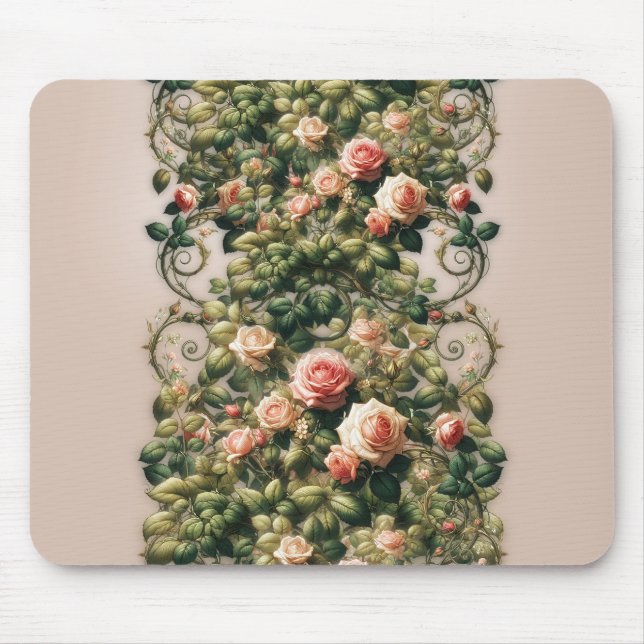 Shabby Chic Rosa Ros Rankor Blommig Elegant Musmatta (Framsidan)