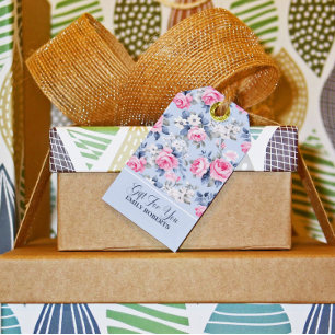 Shabby chic Rosa ros sjölösa Mönster Presentetikett