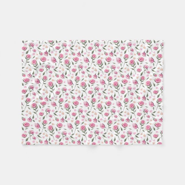 Shabby chic Rosa ros Söt Fleece Blanket (Framsidan (Horisontell))