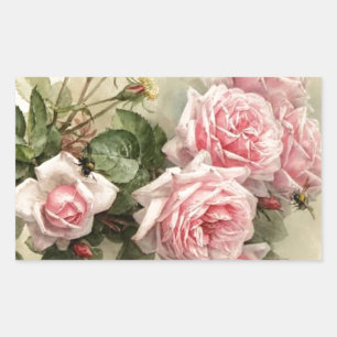 Shabby chic Rosa Victorian Ro Rektangulärt Klistermärke