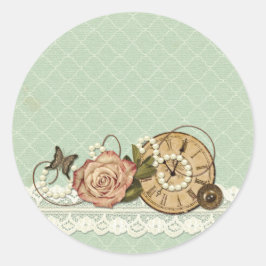 Shabby Chic Rose & Rustic Vintage Smyckesalong Runt Klistermärke