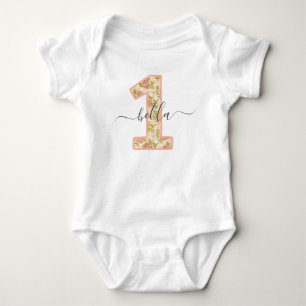 Shabby Chic Rosor & Anpassat Namn 1-års Födelsedag T Shirt