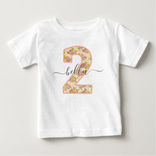 Shabby Chic Rosor & Anpassat Namn 2-års Födelsedag T Shirt