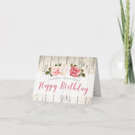 Shabby Chic Rosor Rustik Trä Anpassad Födelsedag Kort