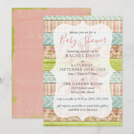 Shabby Chic Rosor Rustik Trä Blommig Baby Shower Inbjudningar