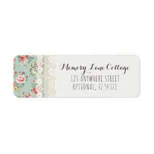 Shabby Chic Rosor, Spets & Jute Returadress Etikett