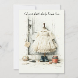 Shabby chic Ruffle Dress & Parfym 1:a födelsedagen Inbjudningar