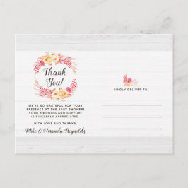 Shabby chic Rustic Blommigt Baby Shower Tack Vykort