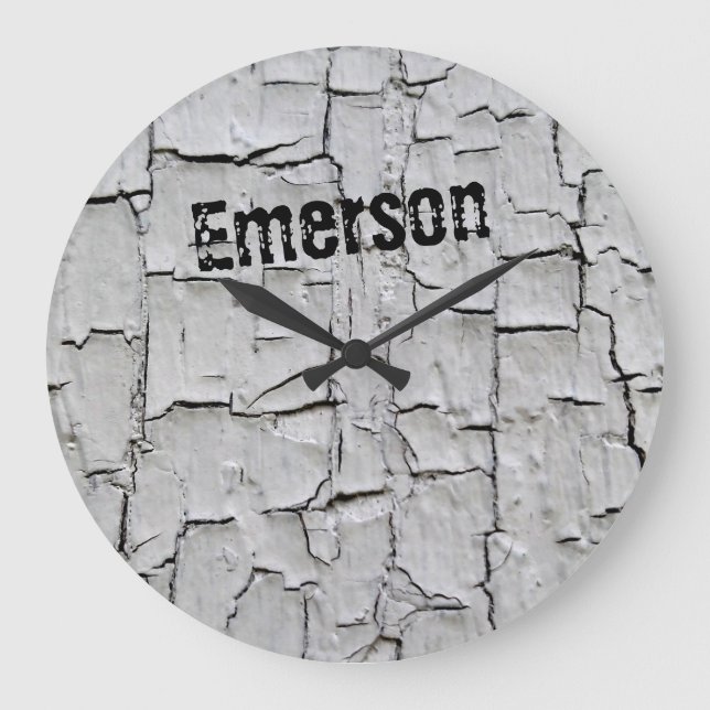 Shabby chic Rustic Land Grått Distress Struktur Stor Klocka (Framsida)