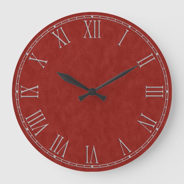 Shabby chic Rustic Red Large Clock Stor Klocka (Framsida)