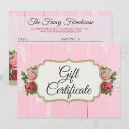 Shabby chic Rustic Wood Rosa Gift-kort Inbjudningar