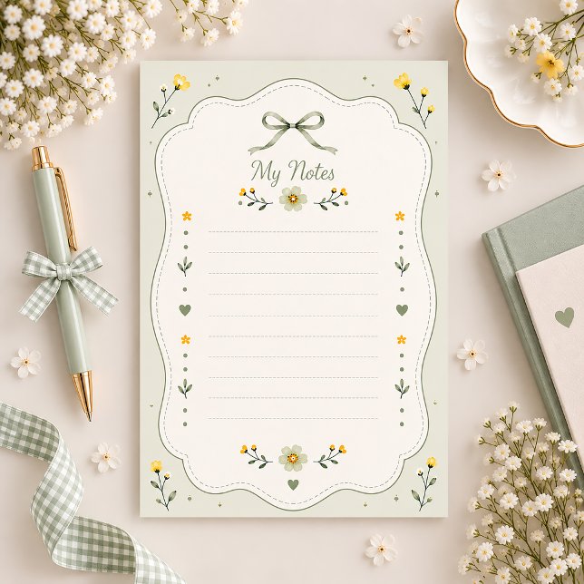 Shabby Chic Sagegrön Blommig Brevpapper (Skapare uppladdad)