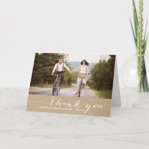 Shabby Chic Script Foto Bröllop Tacksamhetskort Tack Kort