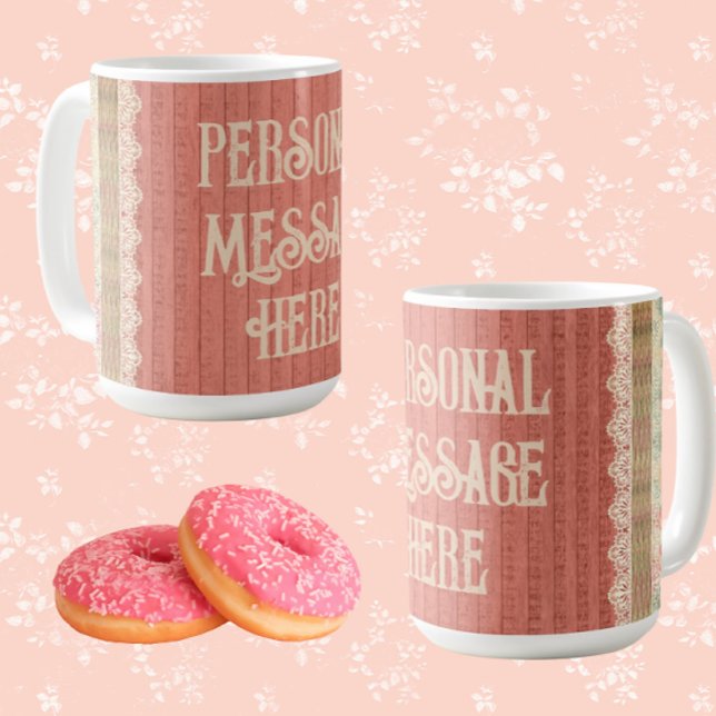 Shabby chic Snöre Blommigt Personlig Kaffemugg (Personalize it!)