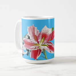 Shabby chic Söt Blue Lily blommigt Girls Mugg