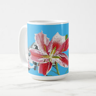 Shabby chic Söt Blue Lily blommigt Girls Mugg
