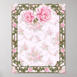 Shabby chic Söt Peonies Poster