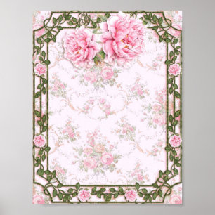 Shabby chic Söt Peonies Poster