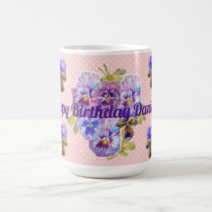 Shabby chic Söt Rosa Pansy blommigt Dot Mugg