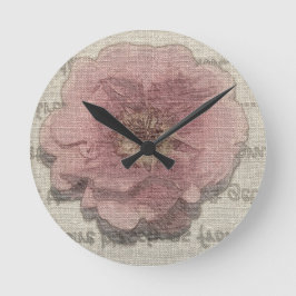 Shabby chic Söt Rosa Pastel Ro Wall Clock Rund Klocka