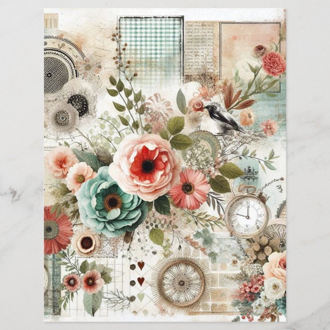 Shabby chic stuga kärna collage scrapbook journal (Framsida)