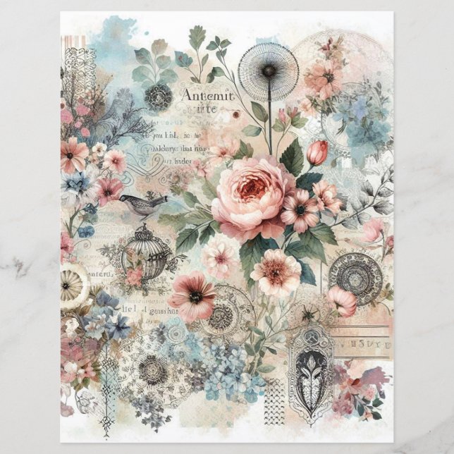 Shabby chic stuga kärna collage scrapbook journal (Framsida)