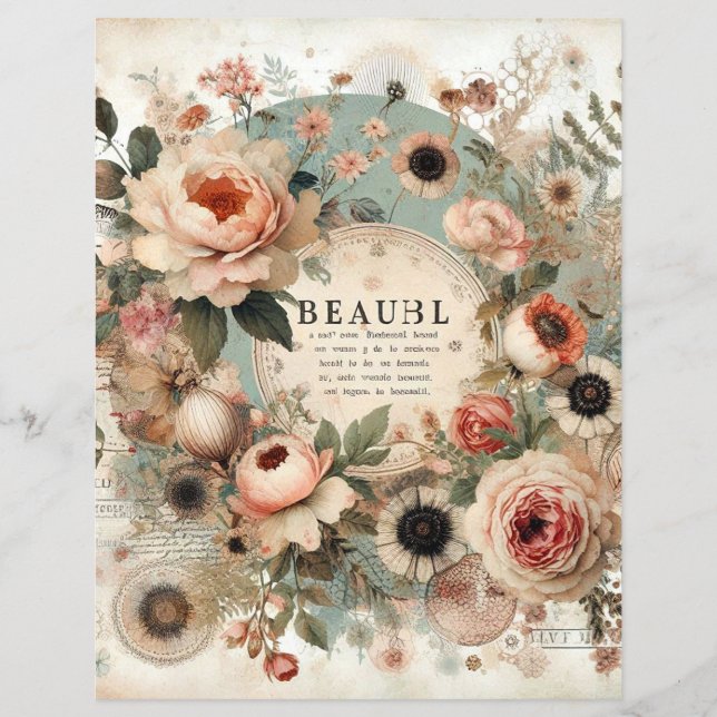 Shabby chic stuga kärna collage scrapbook journal (Framsida)