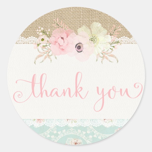 Shabby chic Tack Stickers Runt Klistermärke (Framsida)