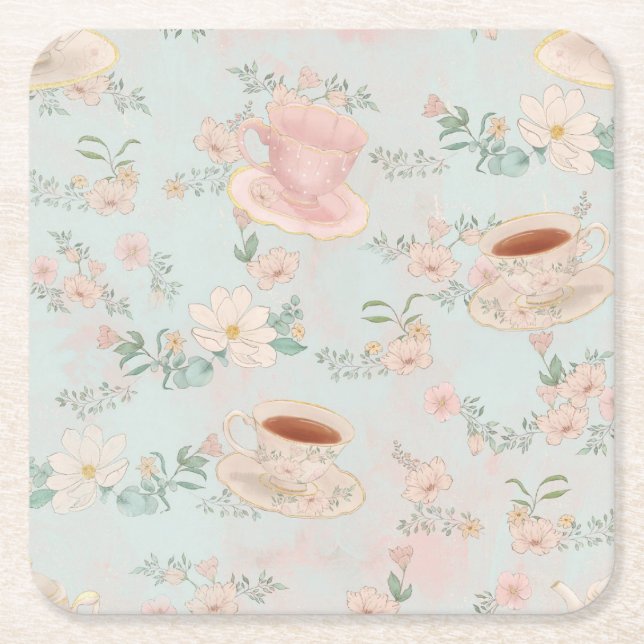Shabby Chic Te-fest Underlägg Papper Kvadrat (Framsidan)