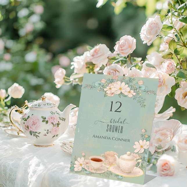Shabby chic Tea Party Möhippa Bordsnummer (Skapare uppladdad)