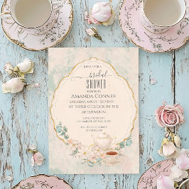Shabby chic Tea Party Möhippa Inbjudningar