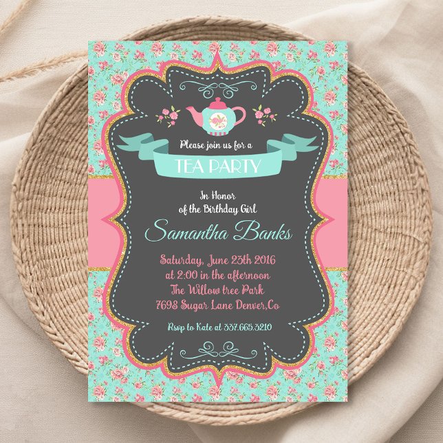 Shabby Chic Tekoppsfest Inbjudan | Vintage Party (Skapare uppladdad)