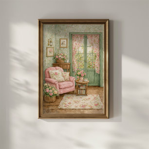 Shabby Chic Trädgårdsläs hörna Poster