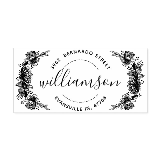 Shabby chic Trendig Blommigt Utandning Namn och Ad Stämpel (Tryck)