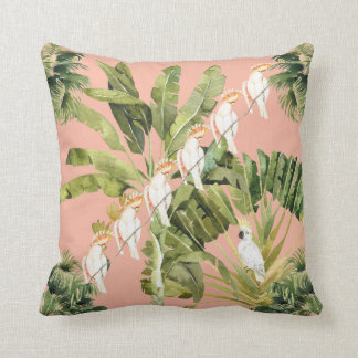 shabby chic Tropical Peach Fern Grönt Kudde